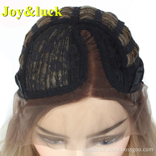 Wholesale Lacefront Wig For Women Mid-length Side Part Ladies Lace Front Synthetic Wig Brown Ombre Blond Natural Straight Hair
